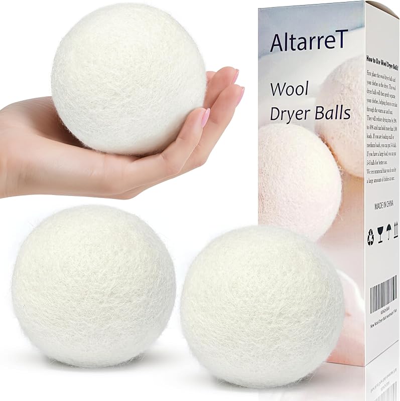 Bolas de lana para secadora hechas a mano, paquete de 3 XL, bolas de pelusa para secadora de ropa, suavizante de tela natural de lana de Nueva Zelanda reutilizable, reemplaza hojas de secadora, sin arrugas, acorta el tiempo de secado