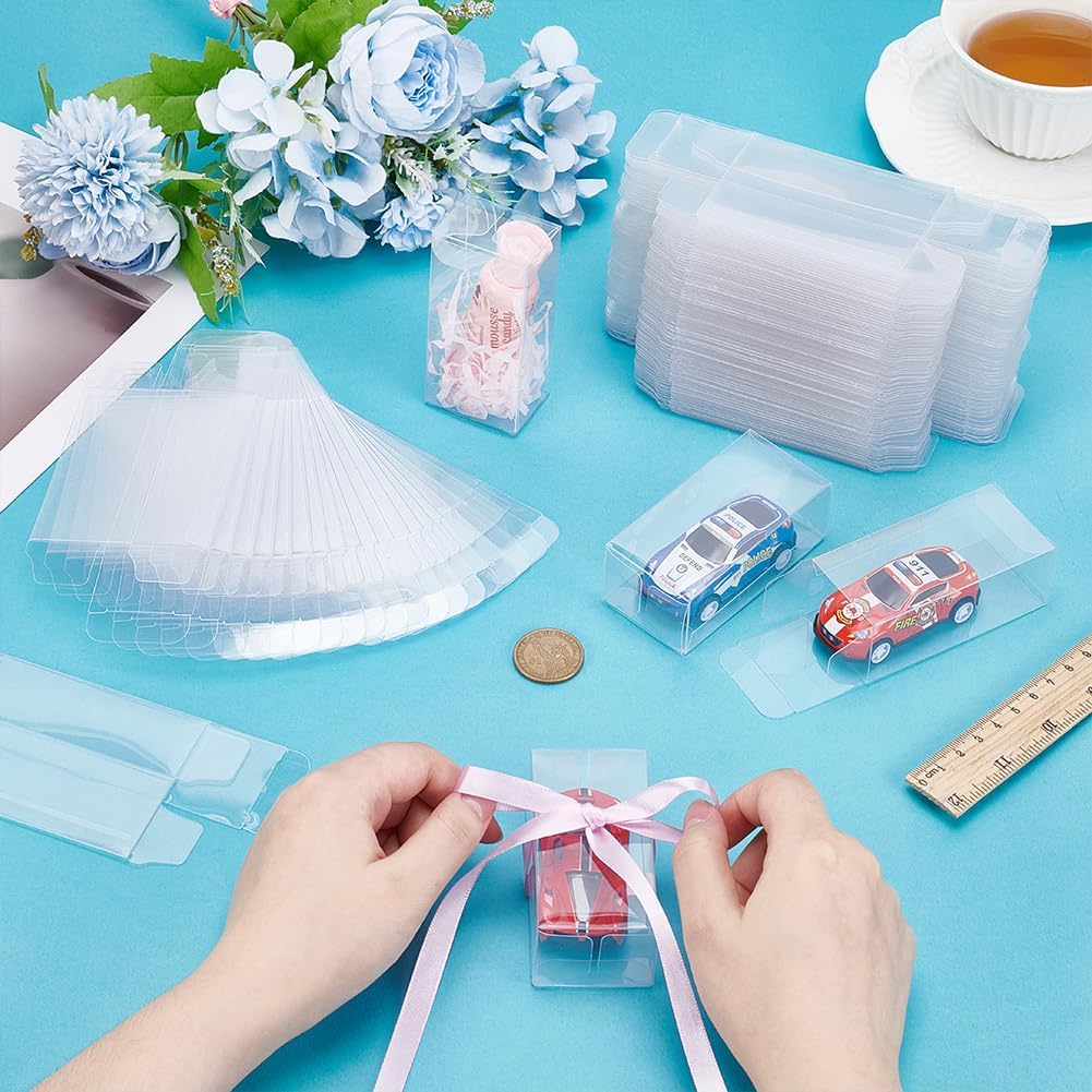 200Pcs 1/64 Display Case for Model Car, Clear Display Boxes PVC Transparent Gift Boxes Rectangle Storage Case for Hot Wheels Home Cabinet Valentine's Day Candy Gift Packing(3.2"x1.2"x1.6")