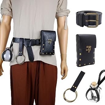 4 Pcs Medieval Belt Pouch Renaissance Belt Accessories Medieval Costume Accessories Viking Belt Potion Bottles Halloween Medieval Cosplay with Accessories (A)