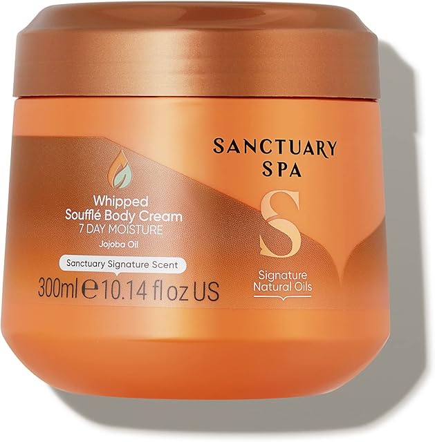 Sanctuary Spa Whipped Soufflé Body Cream, No Mineral Oil, Cruelty Free and Vegan Body Moisturiser for Dry Skin, 300 ml