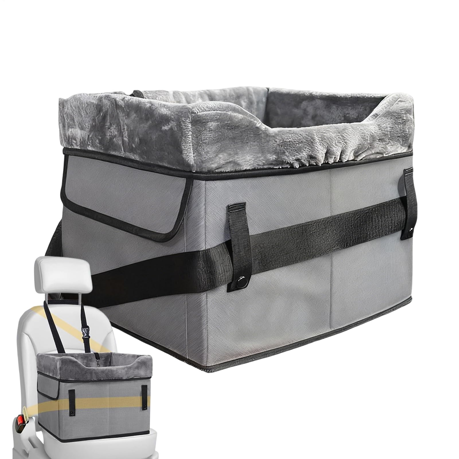 Asiento De Coche Canino Cama De Peluche Portátil Y Lavable | Asiento De Coche Para Mascotas Con Bolsillos De Almacenamiento Para Menos De 11 Kg Viaje En Vehículo Trasero Delantero