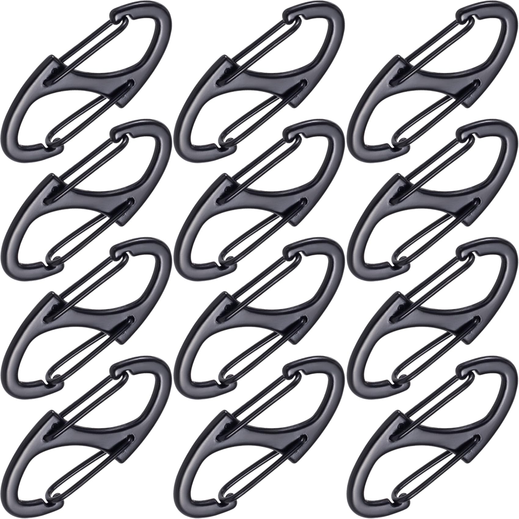 Alpinleux 12 Pcs Zipper Clips Anti Theft Deterrent, Dual Opening Zippers Pull Replacement, Zipper Locks for Backpacks, Camping, Suitcases (Black)