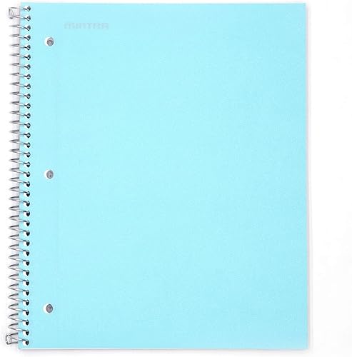 Mintra Office - Cuaderno de espiral duradero, 1 asignatura  100 hojas, bolsillo de polietileno, cubierta resistente a la humedad, para la escuela,