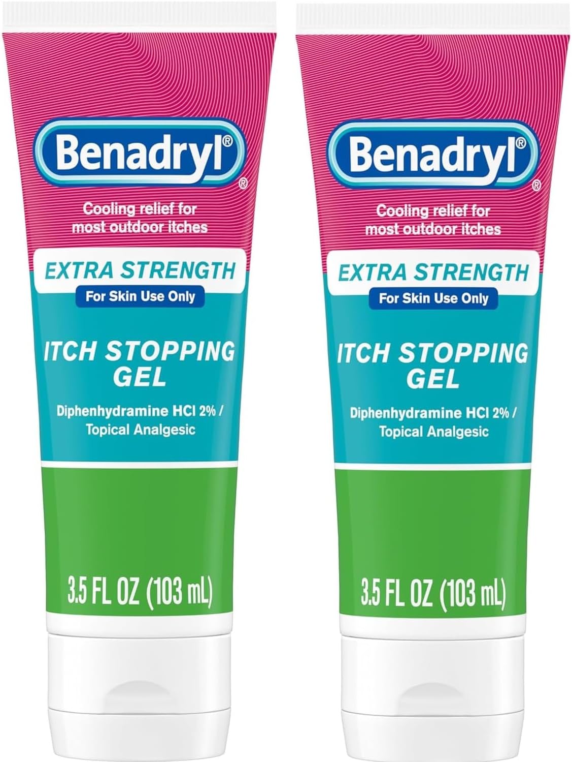 Benadryl Extra Strength Cooling Anti-Itch Gel, Diphenhydramine HCI Topical Analgesic, 3.5 Fl. Oz (Pack of 2)