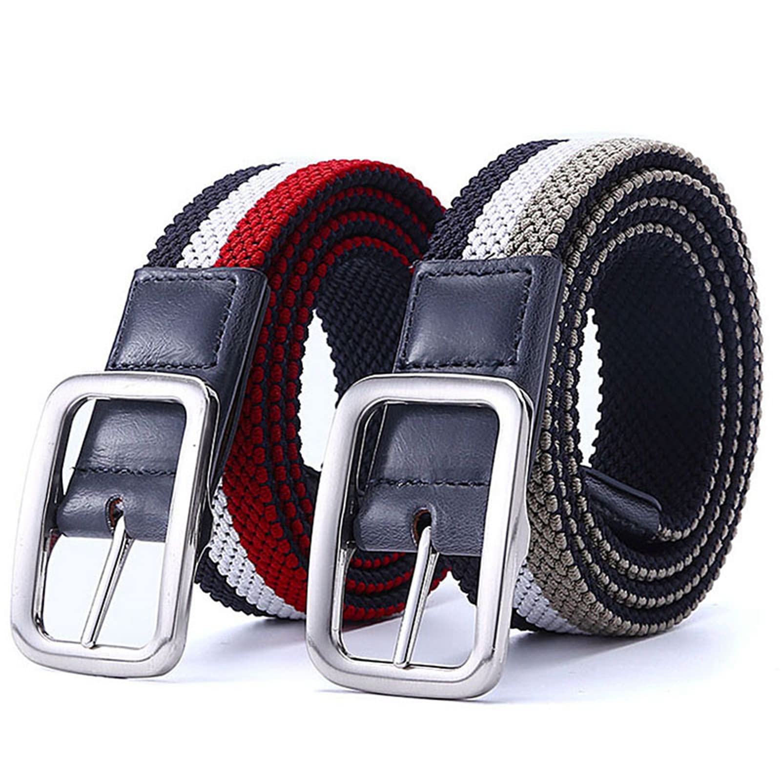 ApuaVireo&Co Cinturón elástico para hombre, sin agujeros, cinturón elástico de lona tejida en colores mixtos, 3,4 cm de ancho, cinturón vaquero