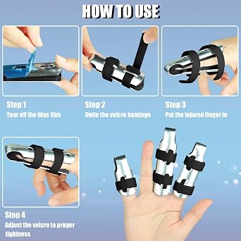 Trigger Finger Splint, 3Pcs Finger Support Brace for Arthritis, Broken Finger, Straightening, Knuckle Immobilization, Adjustable Mallet/Little Fingers Splints for Adults