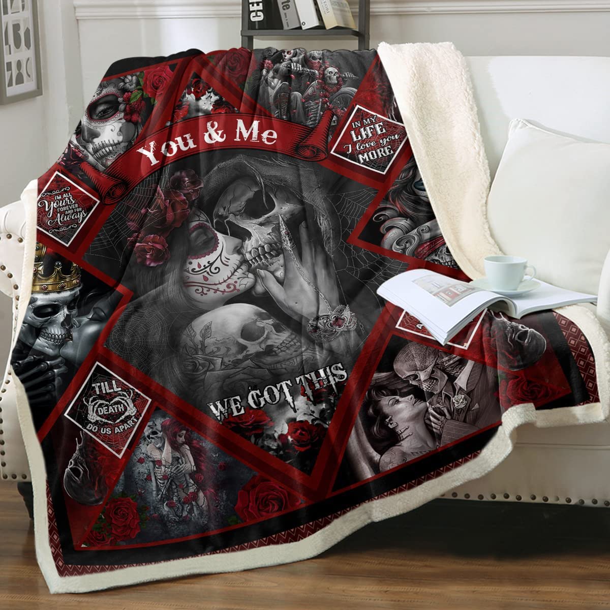 Flannel Blanket Soft Lightweight Blanket Skull Print Blanket Sofa Blanket Air Conditioning Blanket 50 X 60 Inch Blanket