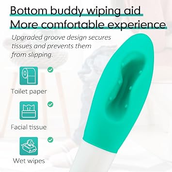 Butt Wiper Tool, 15.7 Long Reach Bottom Buddy Wiping Aid, Ergonomic Toilet Aid for Wiping Bottom with Easy Press-to-Release Design for Elderly, Overweight & Limited Mobility