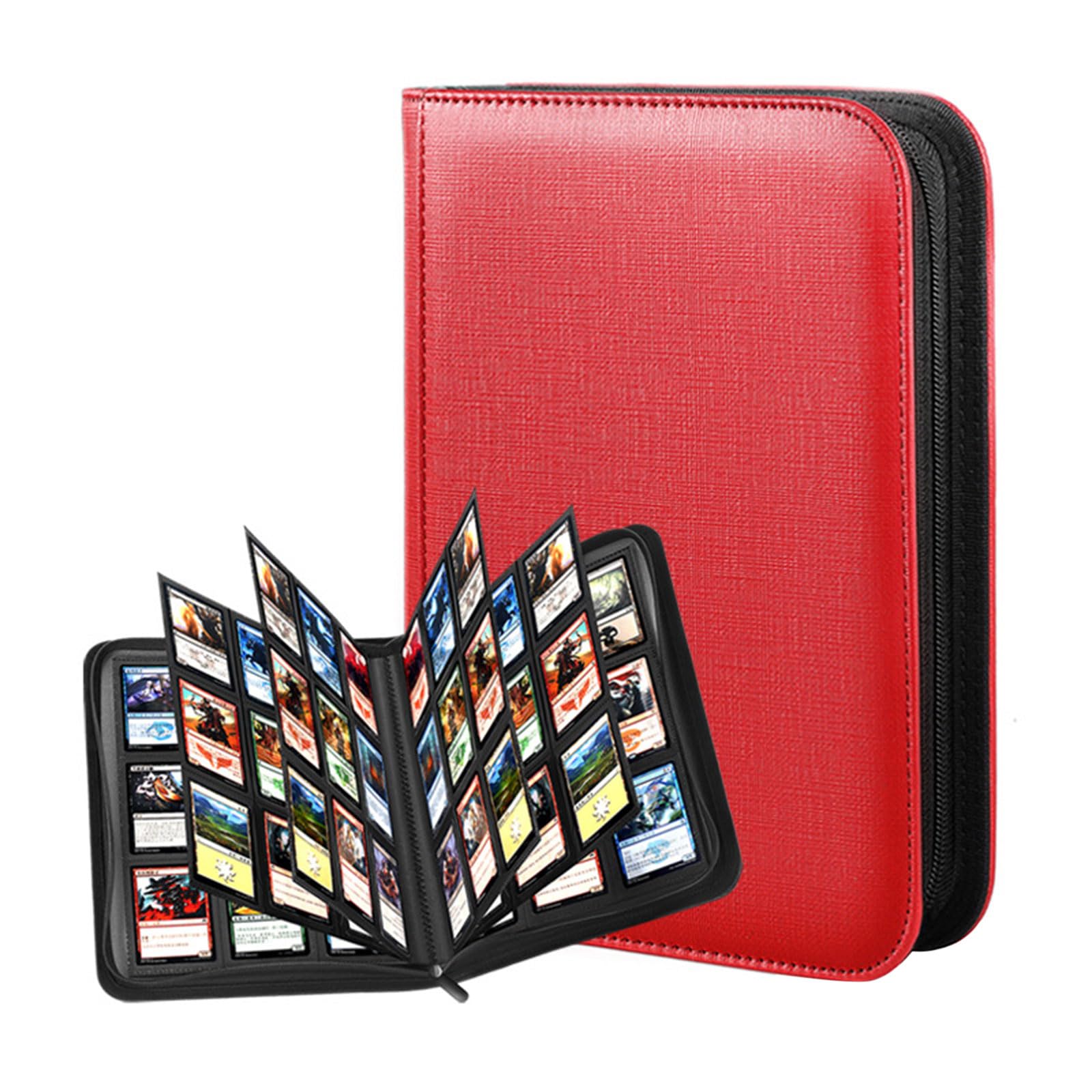 Kahdgss Red Spacious 9 Slot Album Holds 360 Cards For Sports Collectibles In Premium Pu Leather Permanent Card Collection