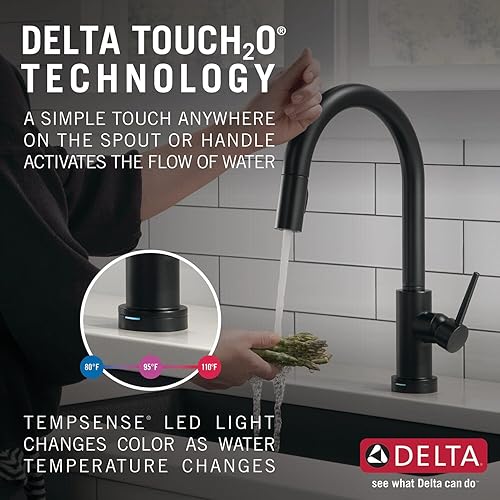 Miniatura 5 de Delta Faucet Trinsic - Grifo para cocina con tecnología VoiceIQ, monocontrol con rociador extendible, grifo por voz con Alexa y Google Assistant,