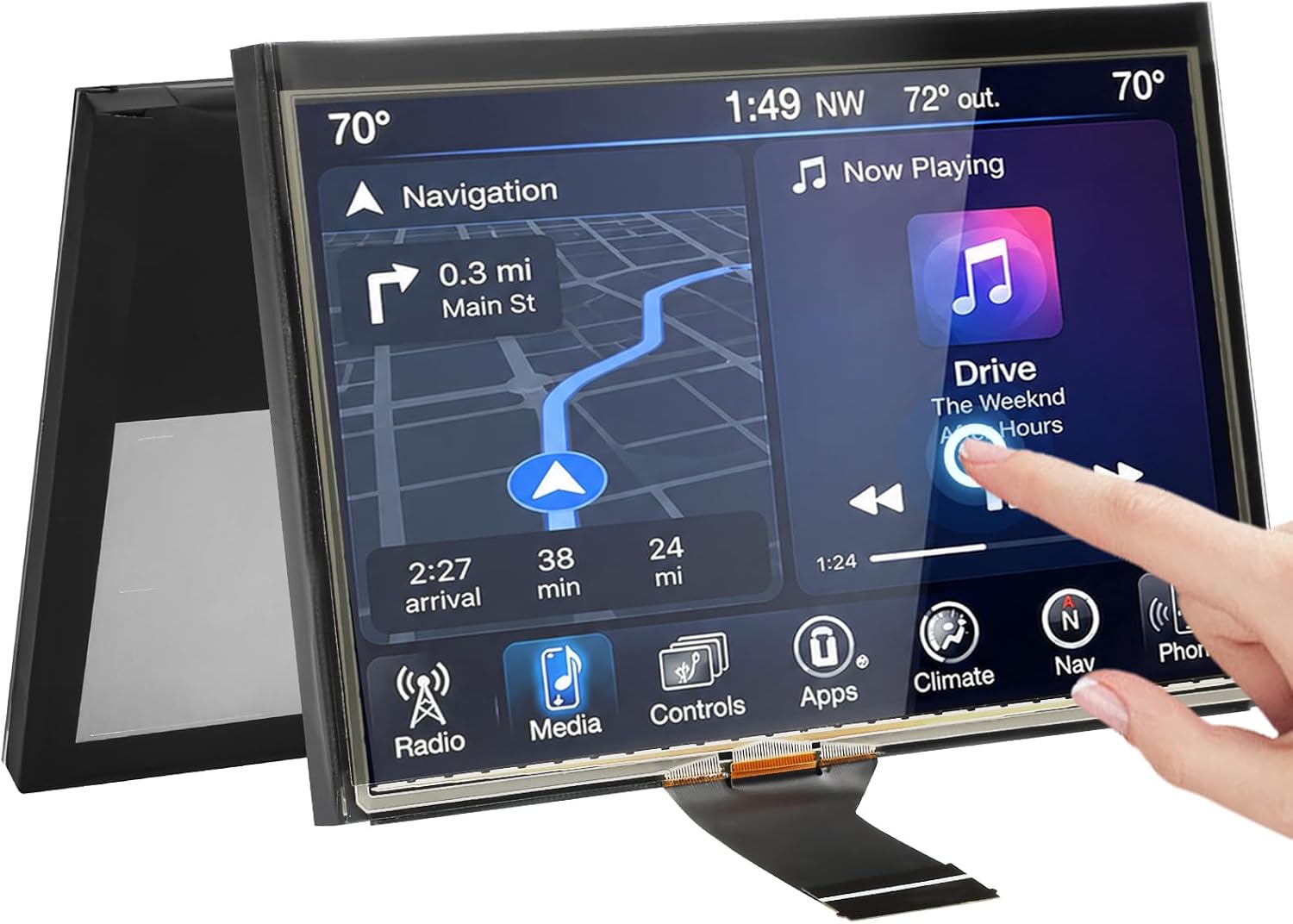 7" Uconnect Touch Screen Digitizer for Jeep Compass/Renegade Radio Screen, TDO-WXGA0700K00033-V2 Uconnect Screen Compatible with Jeep Compass 2017-2020 & Jeep Renegade 2018-2021 - 800×480P