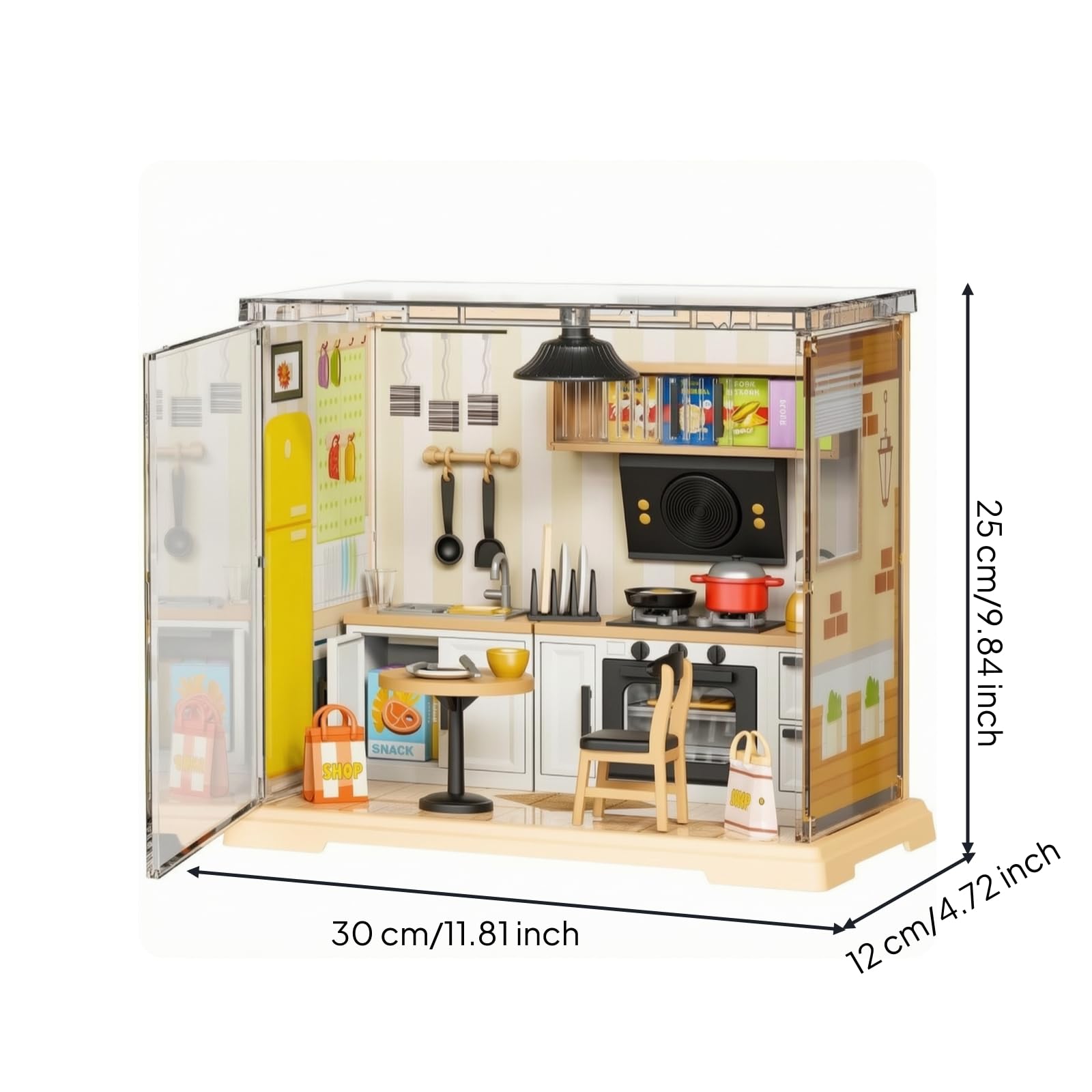Juguete Montaje Cocina Miniatura Educativo Escena Cocina en Miniatura con Puerta Abatible Artesanía para Manualidas Manualidas