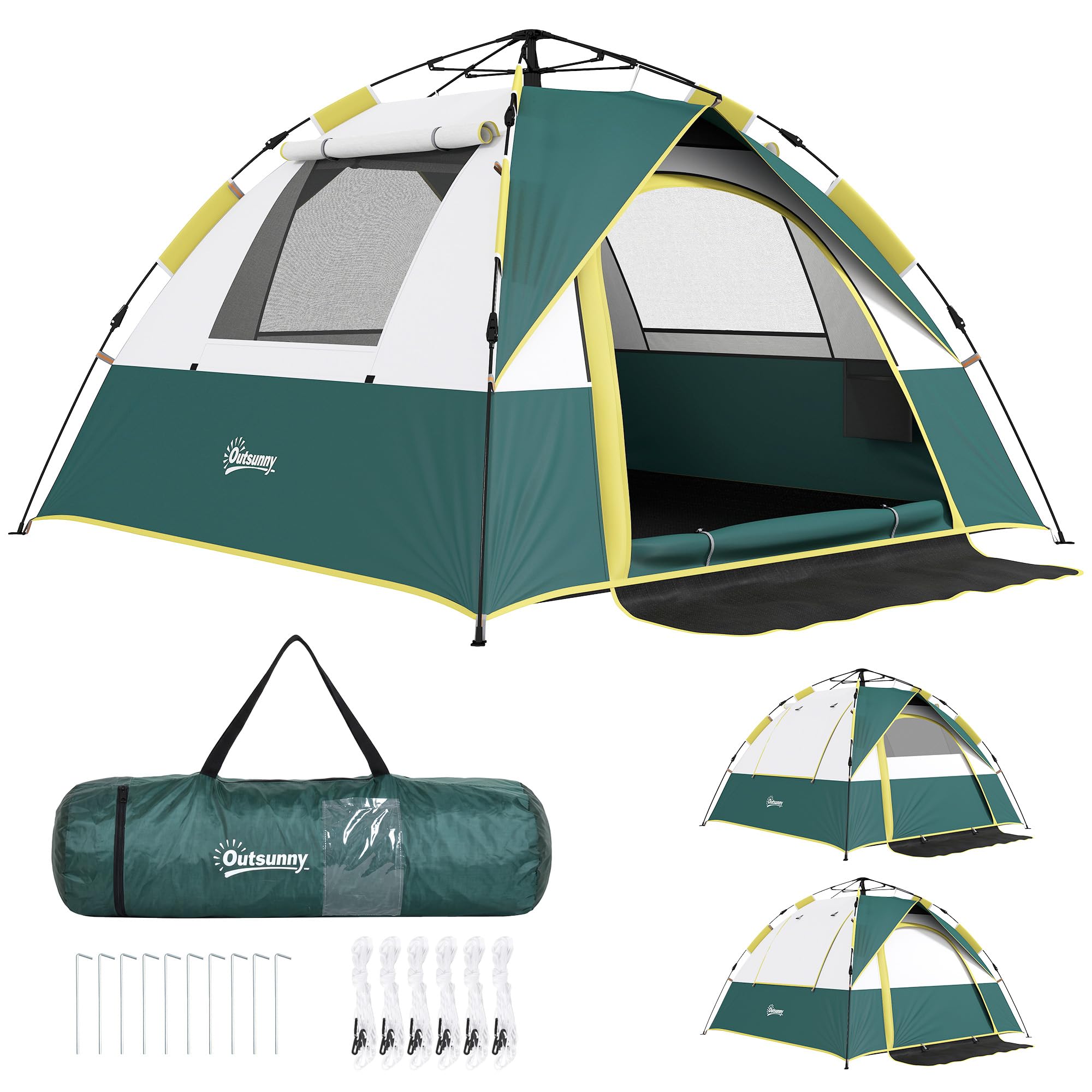 outsunny wurfzelt Campingzelt für 2 Personen Pop-up Kuppelzelt mit Fenster Die schönsten Campingplätze in heavy duty tarps Color:Black | ChromaPop Contrast Rose Flash