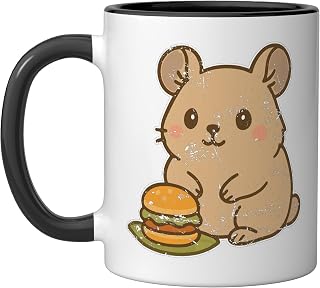 Cute Quokka Burger Snack Ceramic Mug, Black/White
