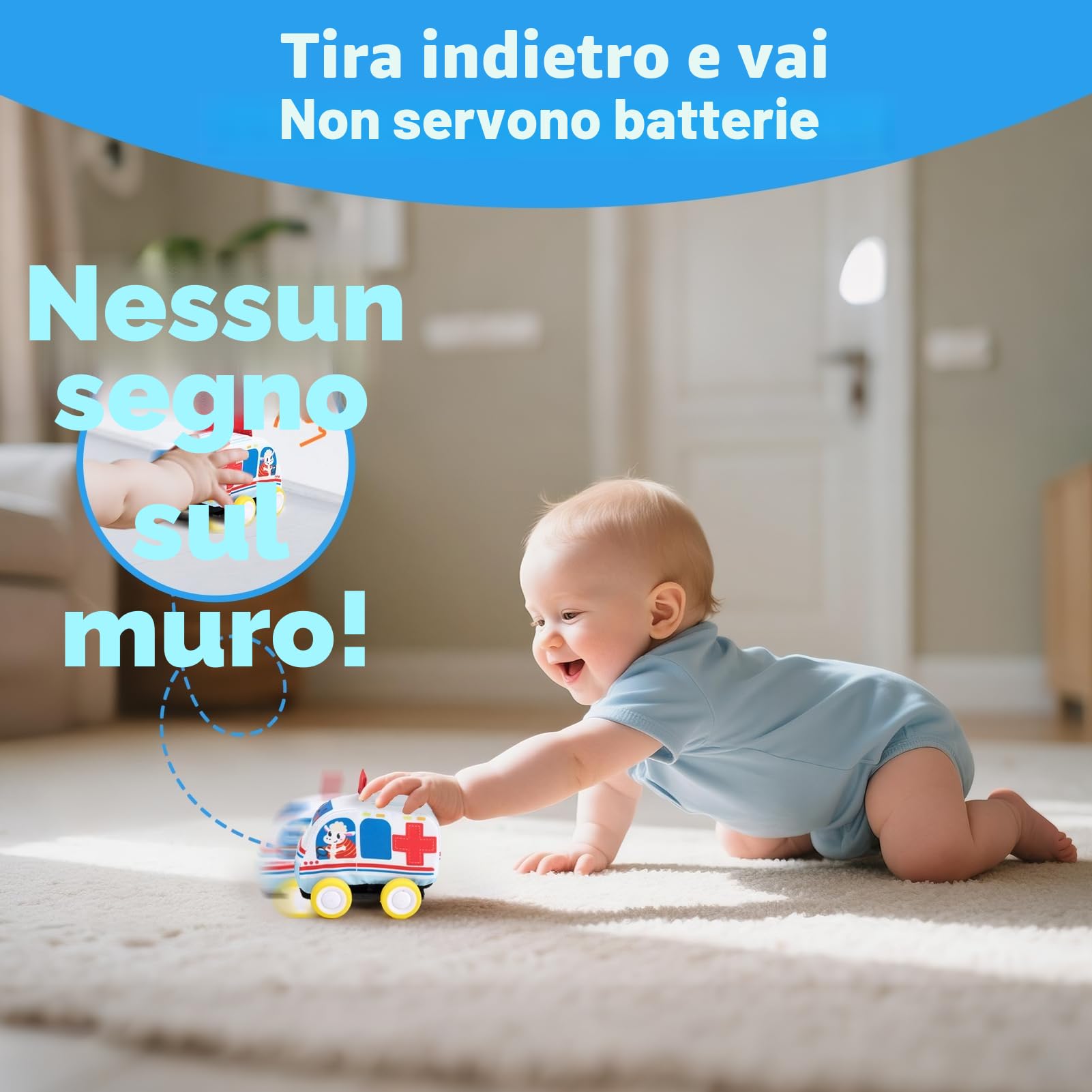 hahaland Giochi Neonato 6 9 12 Mesi - 4 PCS Peluche Macchinine per Bambini con 2 in 1 Borsa & Tappetino da Gioco - Giochi Montessori 1 Anno Regalo per Bimbo Bimba