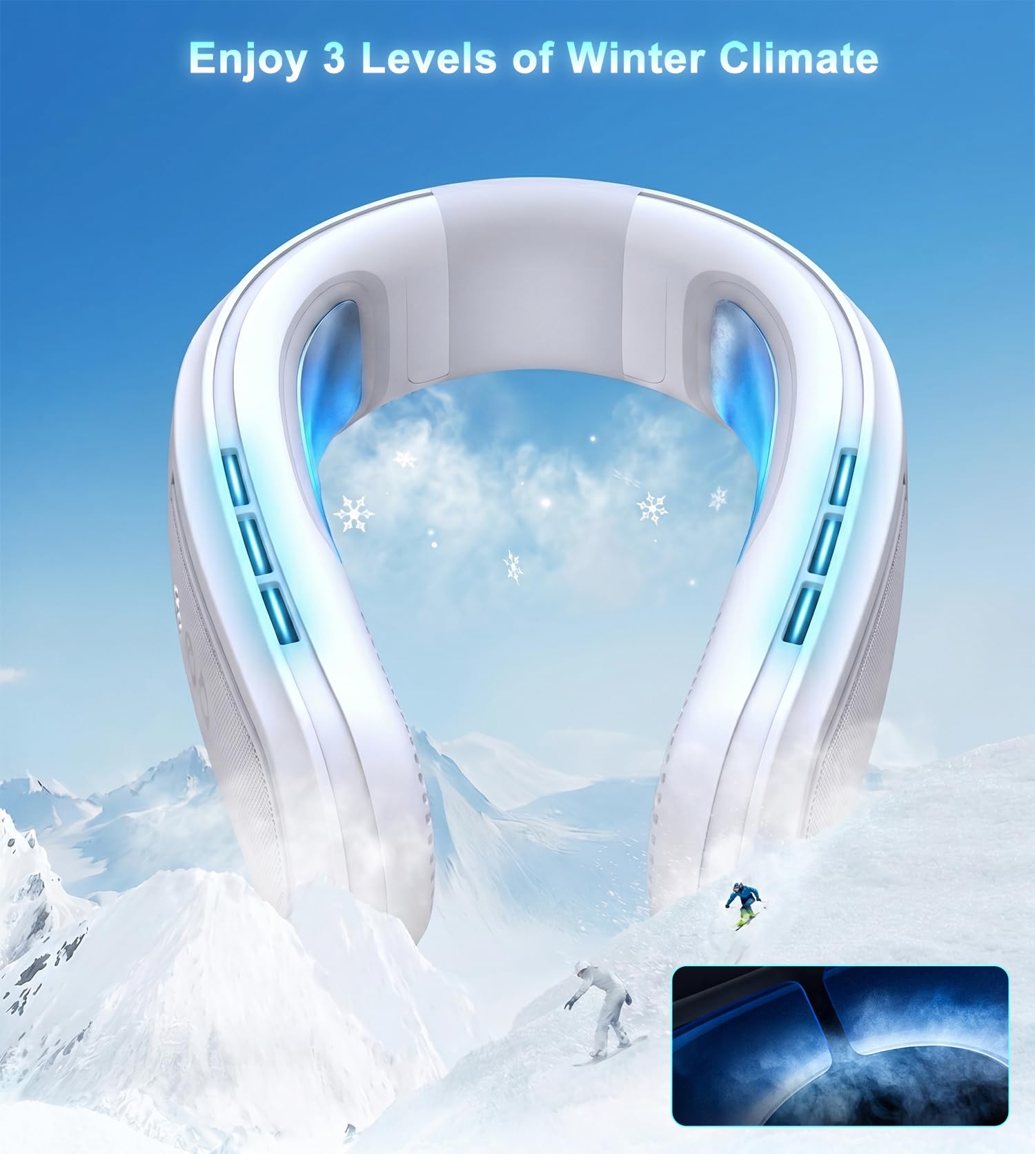 Ventilatore Portatile da Collo con 2 Piastre Refrigeranti, Ventilatori Aire Acondicionado Collo Indossabile Silenzioso, Turbo 4000mAh Ricaricabile, Regalo per Viaggio Spiaggia Ufficio Donne
