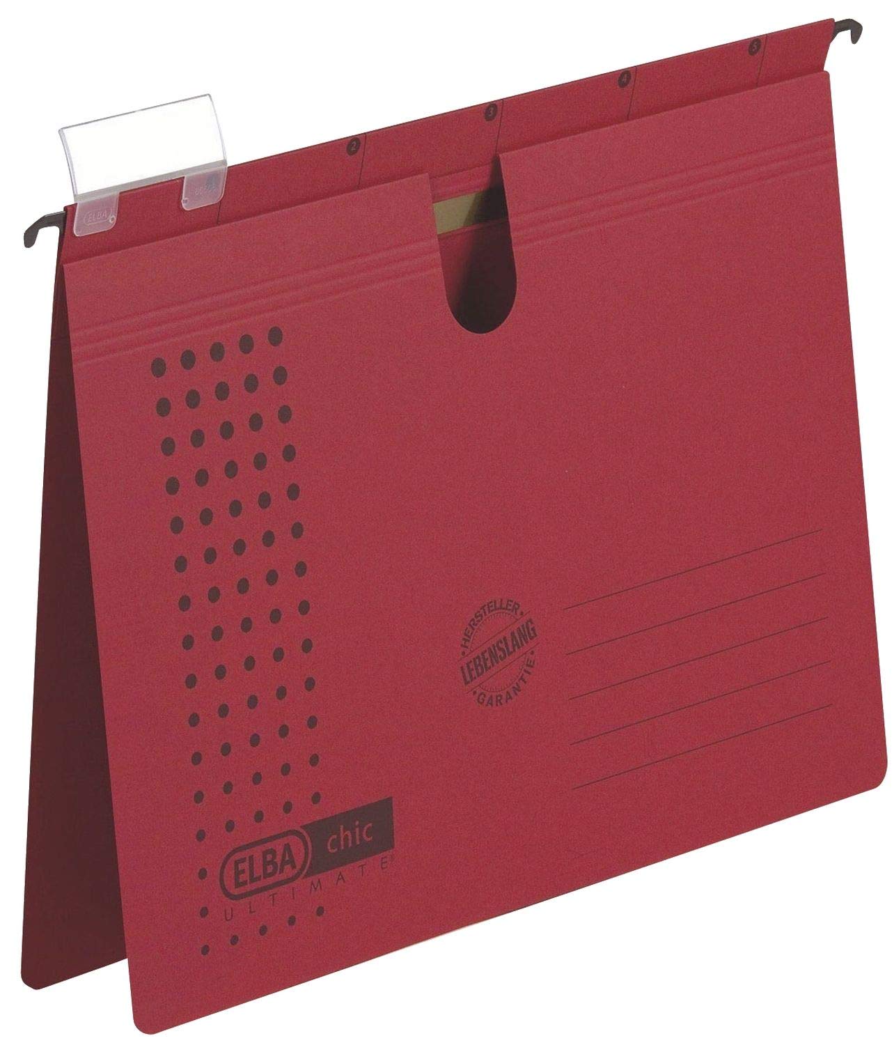 ELBA Chic Ultimate - Carpetas colgantes Grapado, A4, rojo, 5 unidades, usted recibirá 1 paquete, contenido del paquete: 5 unidades.