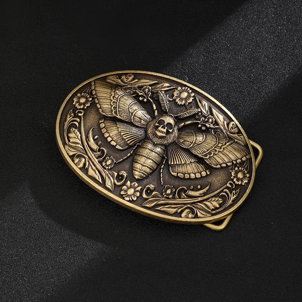 Western Belt Buckle for Men Vintage Cowboy Rodeo Moth Belt Buckles for Women - Image 2