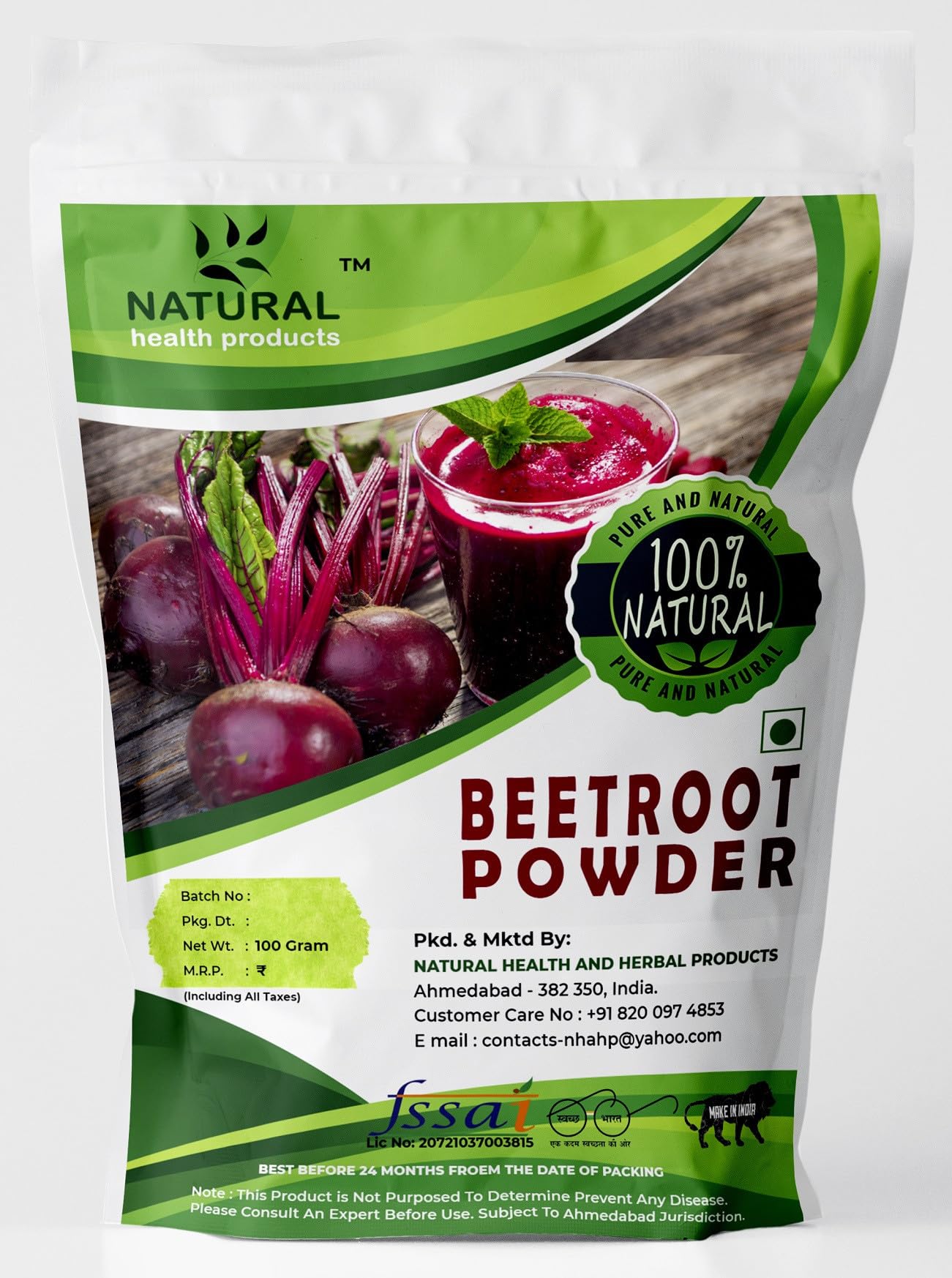 Natural health products Beetroot Powder | Blood Turnip | Beta Vulgaris | Beet Root For Skin Care(Face Mask), Hair Care, Eating(Drink), Liver, Cancer, Weight Loss, Lips and Immunity Booster - 100Gm
