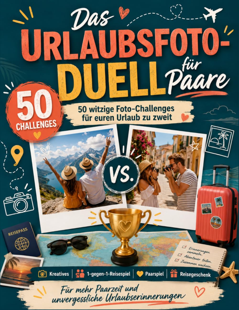 Das Urlaubsfoto-Duell für Paare: 50 witzige Foto-Challenges für euren Urlaub zu zweit – kreatives Reisespiel, Paarspiel und Reisegeschenk für mehr Paarzeit und unvergessliche Erinnerungen