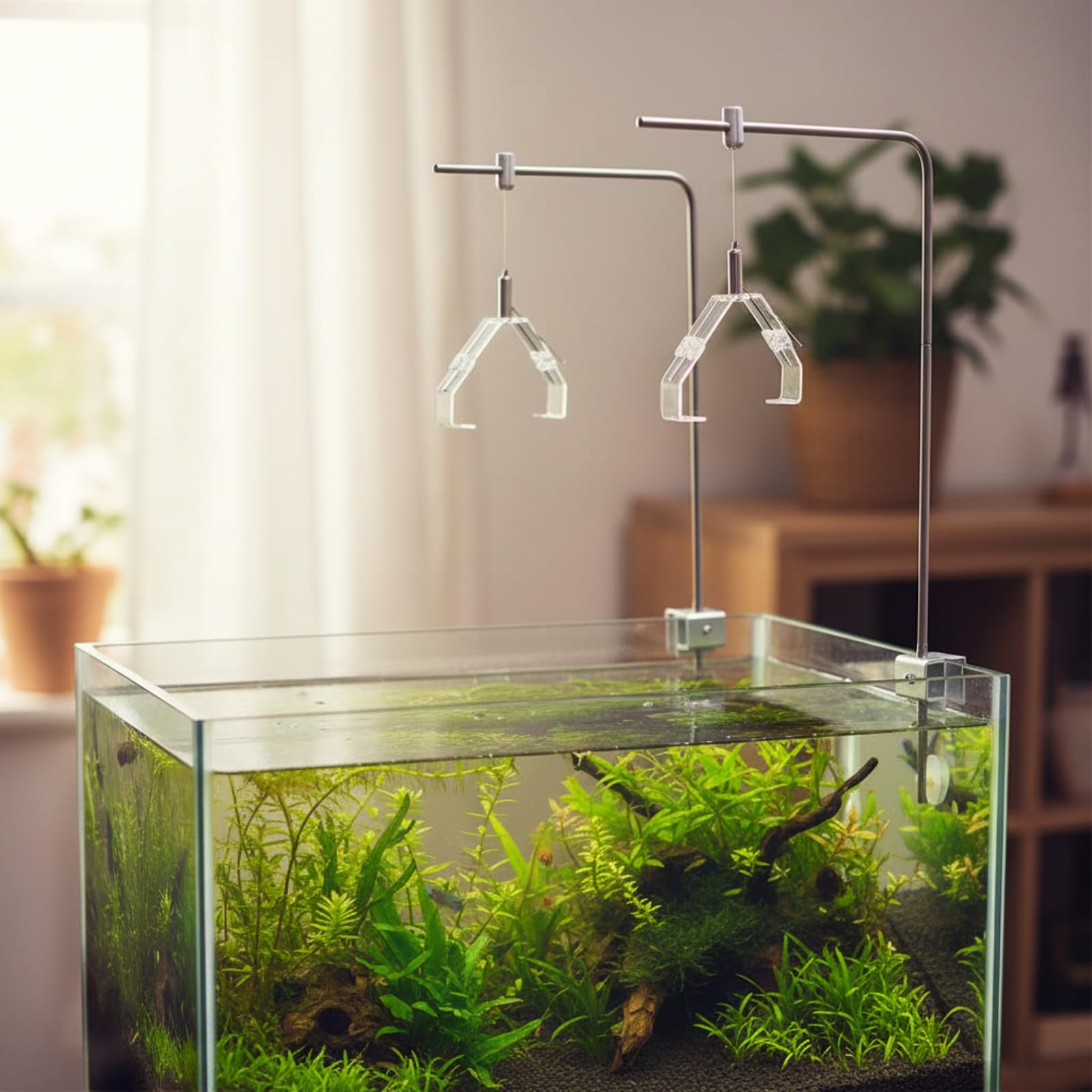 Aquarium Lampenhalterung Aquarium Licht Träger Halter Gestänge Edelstahl Langlebig Verstellbarer Oberarm Fixierklemme Saubere Linienführung Minimaler Look für Wohnzimmer Empfangsbereich Ausstellung