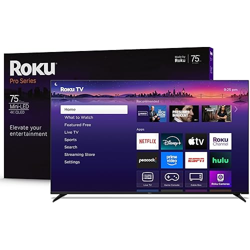 Roku Smart TV 2025 – 75-Inch Pro Series, Mini-LED TV – RokuTV with Backlit Voice Remote Pro – Flat Screen 4K QLED Television with 120Hz Refresh Rate & Dolby Vision IQ, Live News, Sports, Entertainment