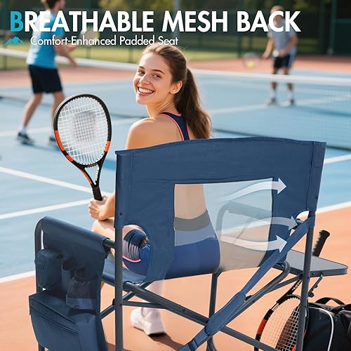 Miniatura 4 de Portal Silla de campamento de director de gran tamaño de 27 pulgadas con refrigerador, silla plegable resistente para adultos soporta 600 libras,