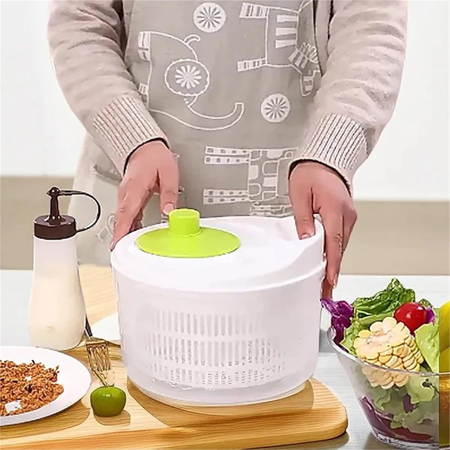 Manual Vegetable Spinner Salad Dryer - Efficient Lettuce Centrifuge For Quick Fruit & Veggie Washing