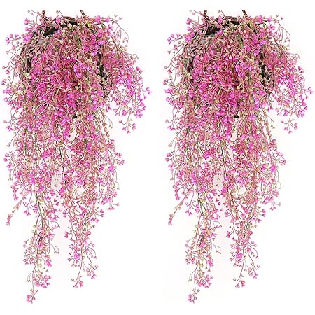 2 Stück Künstliche Hängepflanzen Petunien 75cm - Balkon Deko Außen & Innen, UV-beständig
