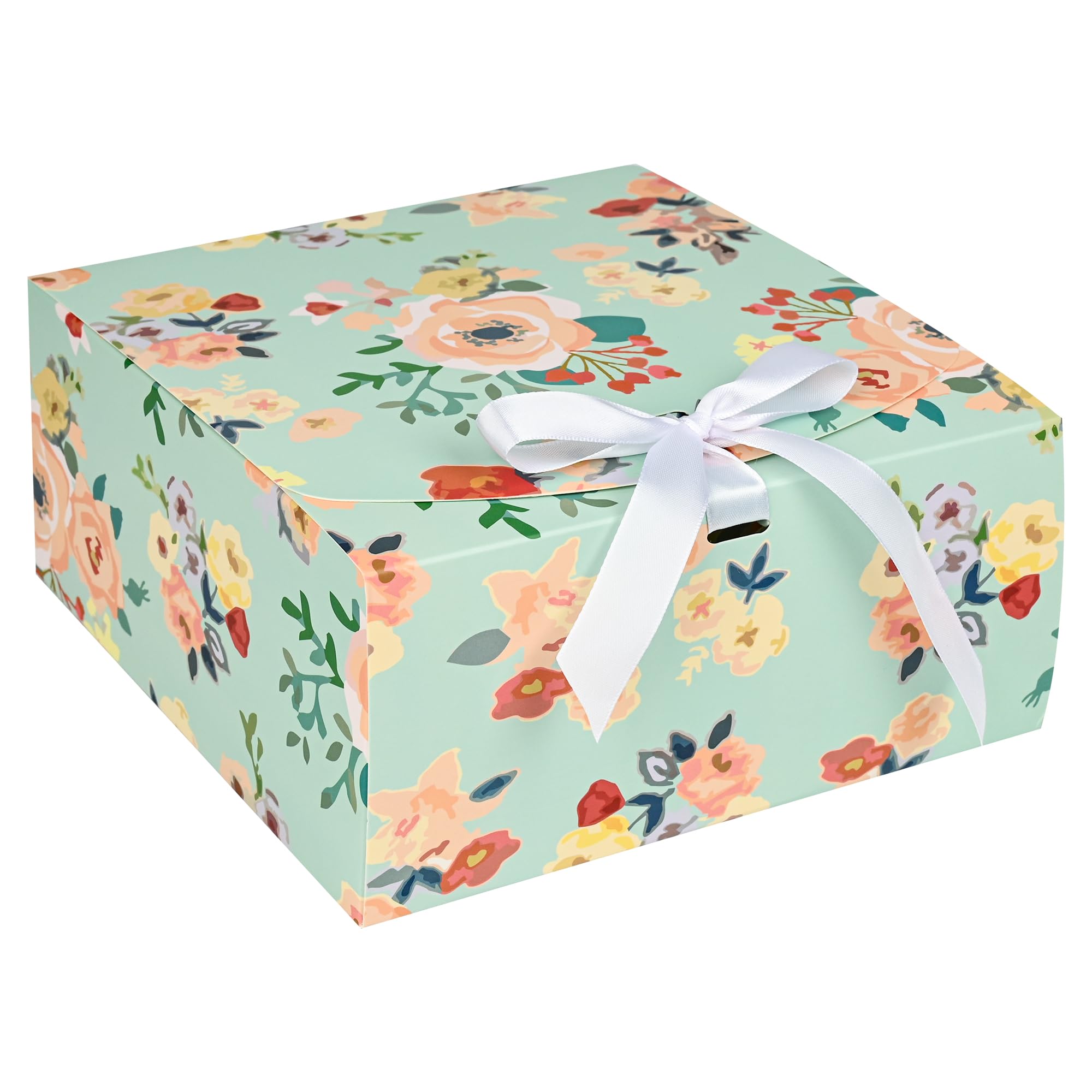 12 Pack Vintage Florals Gift Boxes with Lid and Ribbons, Bridesmaid Proposal Boxes, Gift Wrapping Boxes for Wedding, Birthday, Anniversary, Pressents