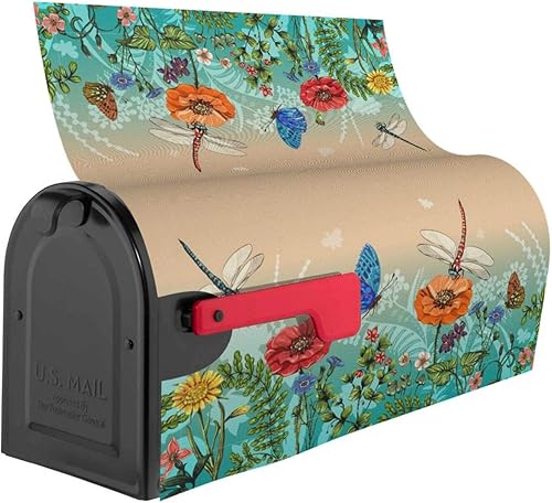 Miniatura 191 de Funda magnética impermeable para buzón de buzón de flores rústicas, pájaros y mariposas, decoración de buzón de 21 x 18 pulgadas Flores Rústicas