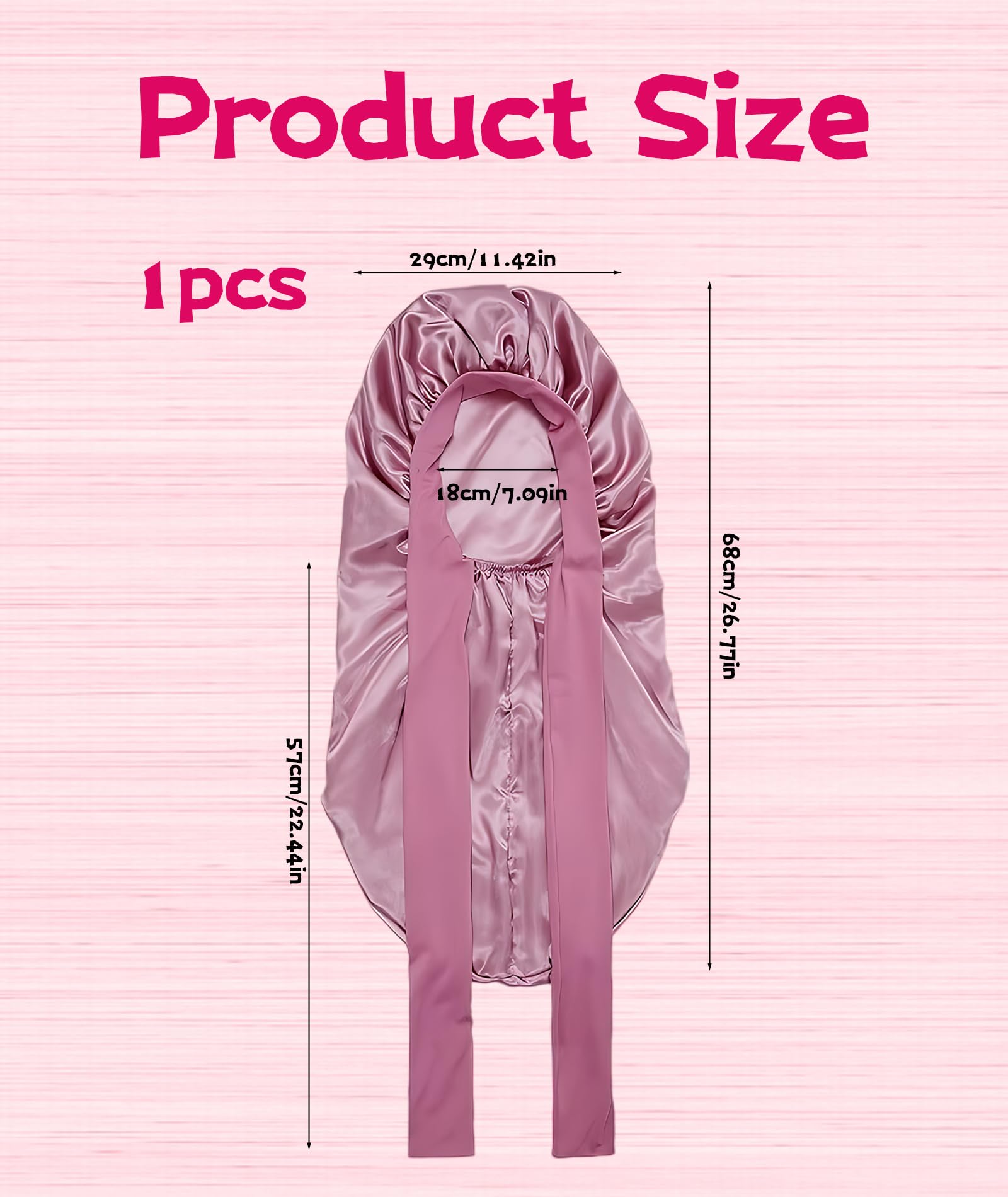 Buildcon Silk Bonnet for Sleeping, Satin Hair Cap for Sleeping, Bonnet for Curly Hair, Hair Bonnet for Women, Hair Cap for Sleeping, Satin Hair Bonnet for Night Hair Protection Pink - Image 2 thumbnail
