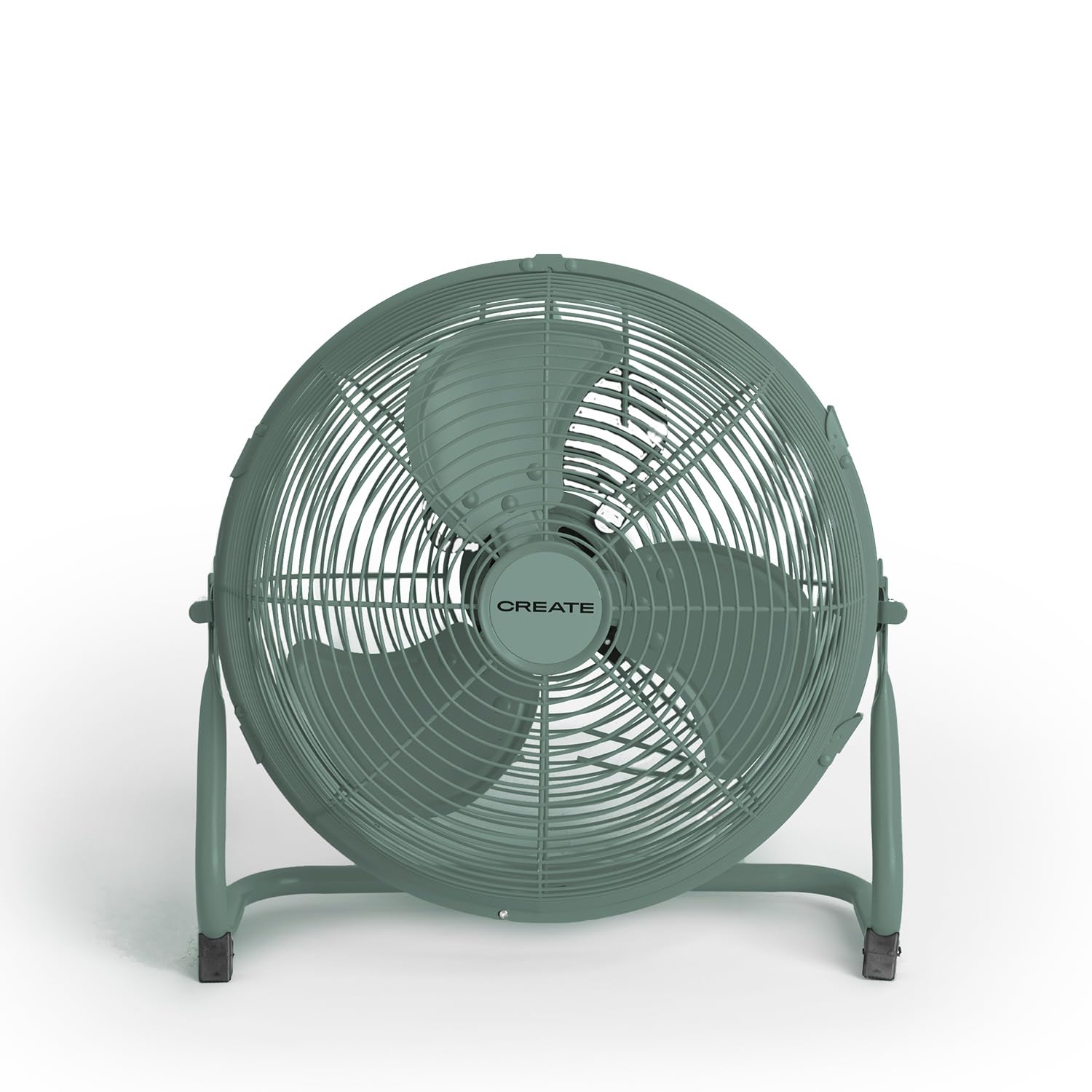 CREATE / AIR FLOOR RETRO/​Ventilateur de sol industriel vert sauge / 12 pouces, débit d'air puissant, 3 vitesses, silencieux, léger, pieds antidérapants.