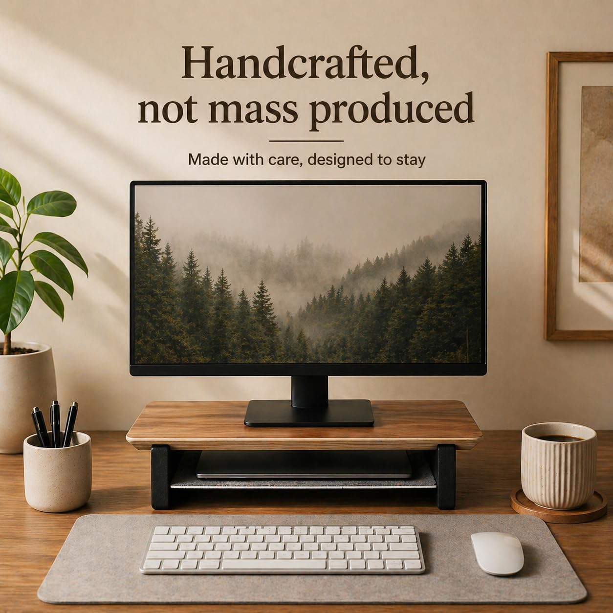 DeskVue Desk Shelf with Aluminum Under-Shelf | Single Monitor