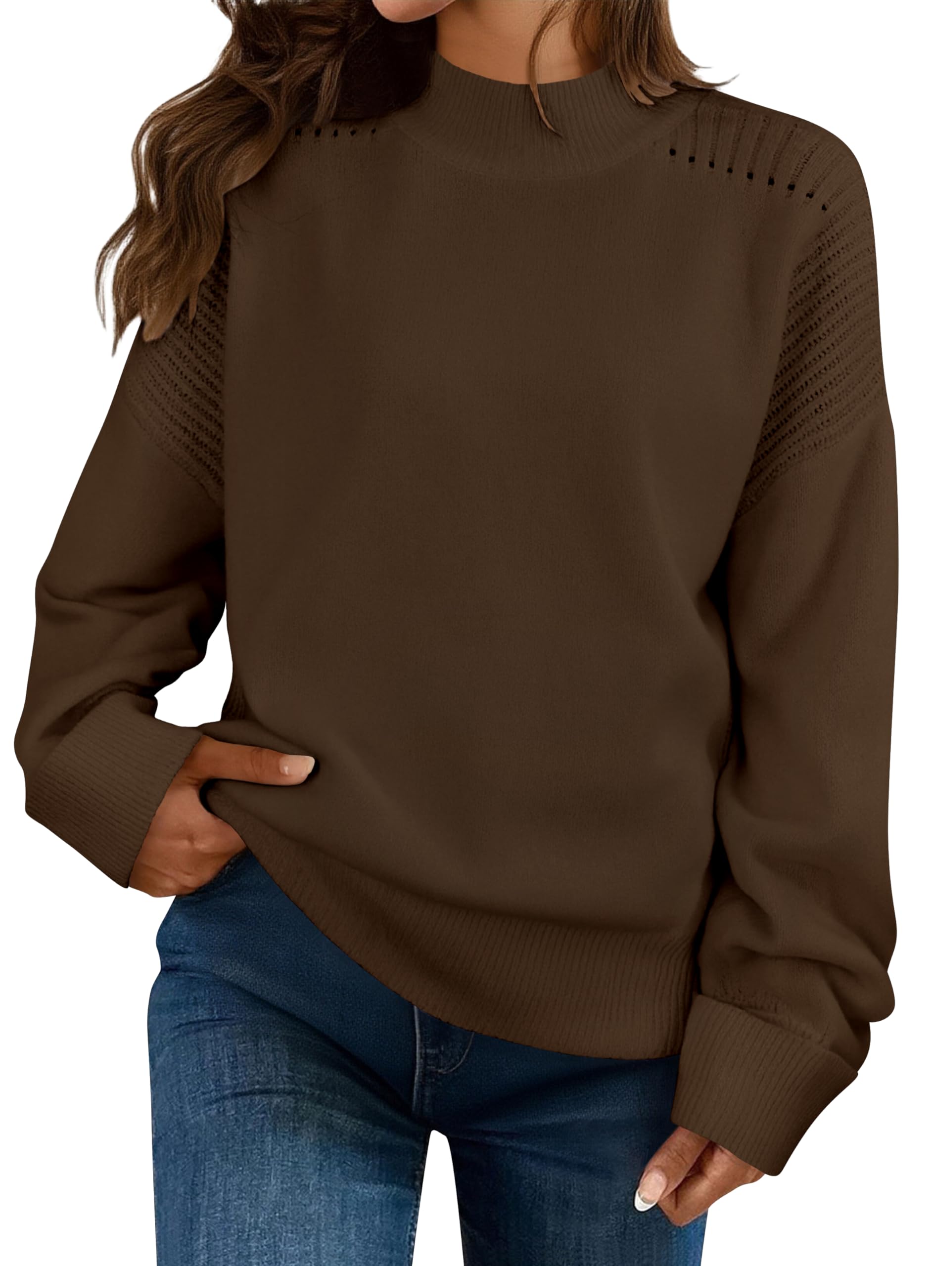 Zyyfly Womens Oversized Mock Neck Sweater Chunky Loose Long Sleeve Casual Fall Knit Pullover Sweaters