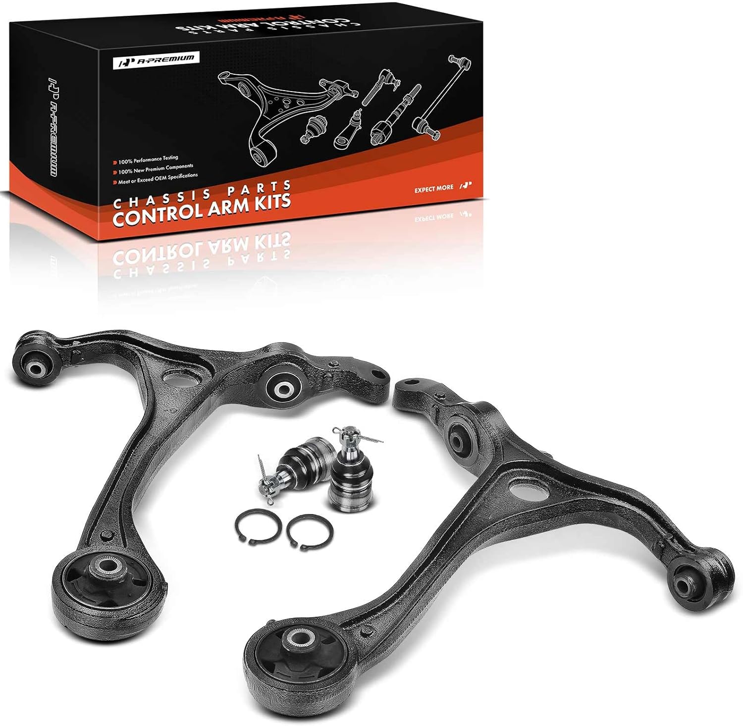 A-Premium 4Pcs Front Suspension Kit, Lower Control Arm, Lower Ball Joint, Compatible with Honda Accord 2003-2007 & Acura TSX 2004-2008