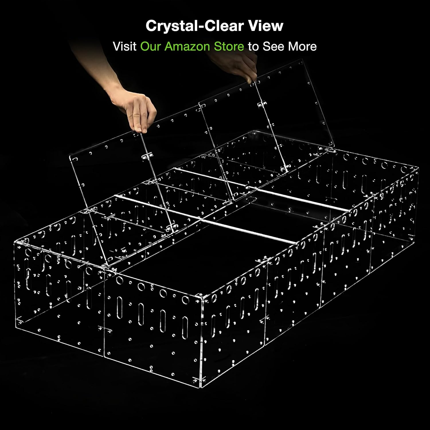 GuineaLoft™ Acrylic Cage Lid (4mm) - 4x2ft Large Clear Lid, Crystal Clear Views from Top, Easy to Open and Close, Easy to Remove, Supporting Beams & Brackets Included - Visit The GuineaLoft Store