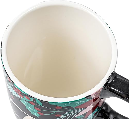 Miniatura 6 de DUSVALLY Taza de café de cerámica, tazas de café de Navidad, taza de té con leche con tapa y caja de regalo, taza de cerámica alta de 17 onzas, Noel