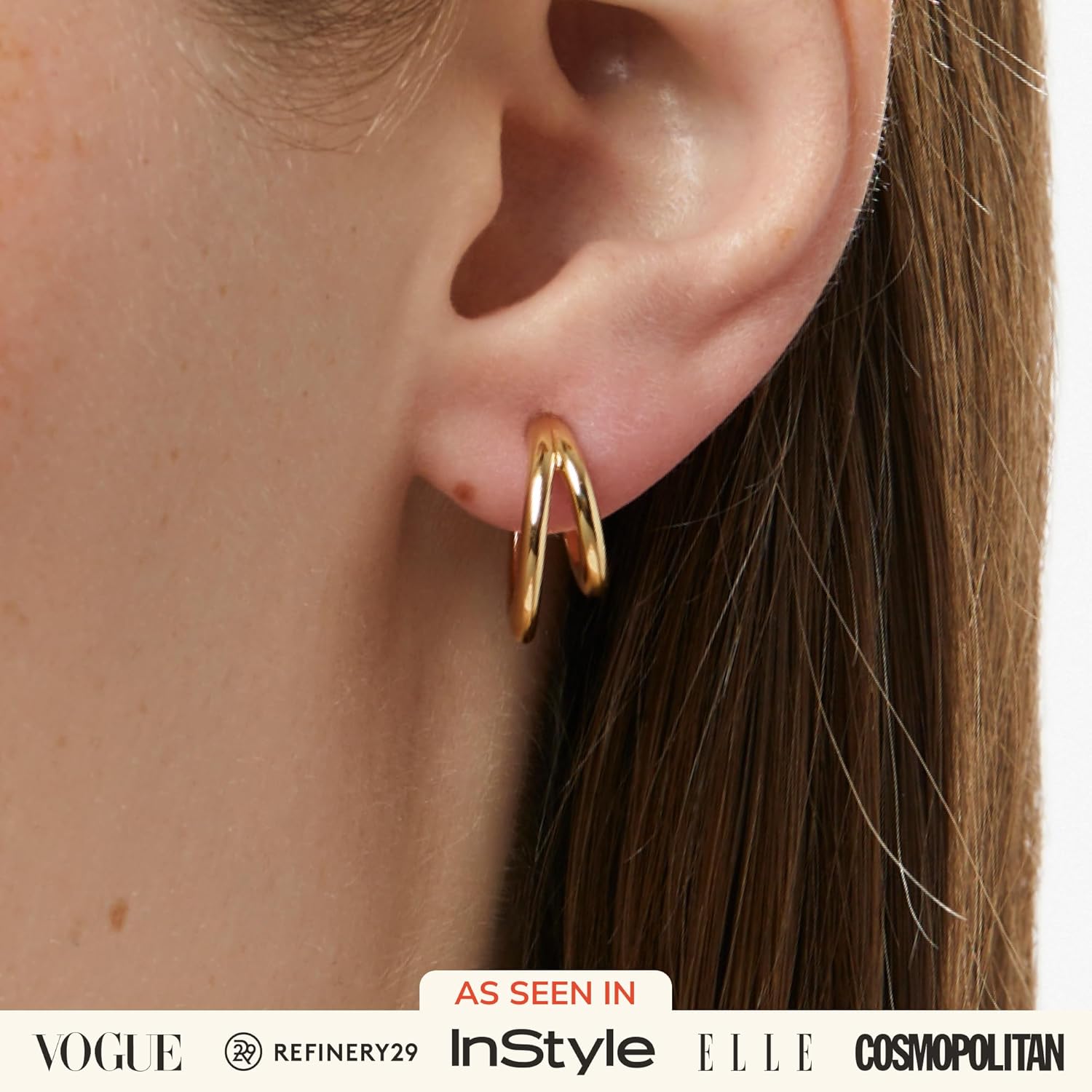 Ana Luisa Double Hoop Earrings for Women - 14K Gold Plated & Silver Rhodium Huggie Hoops - Hypoallergenic, Water-Resistant, Tarnish-Free, Small, Dainty & Trendy Two Hoop Earring Styles - Image 2