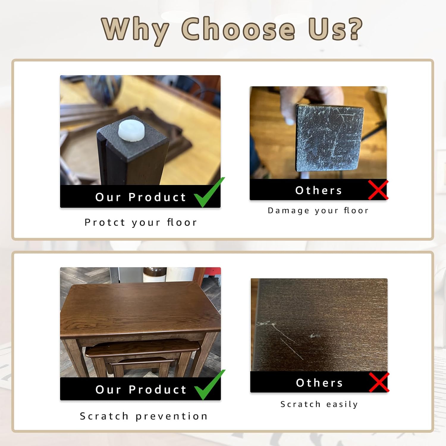 Kmax Nesting Tables Set of 3, Small Sofa Side Table Rustic Stacking End Table Rectangle Solid Wood Coffee Tables for Small Space - Walnut