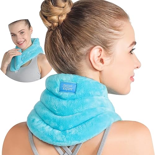 Relief Expert Envoltura de calentamiento de cuello de microondas con calor húmedo, almohadilla térmica de microondas para cuello para terapia de