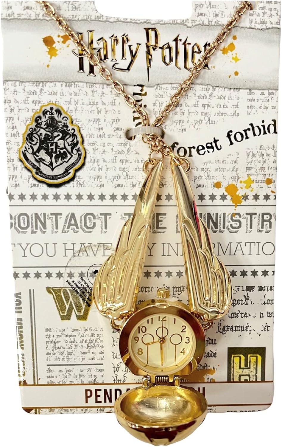 Accutime Harry Potter Girl Pendant Golden Snitch Flip Open Analog Watch for Female