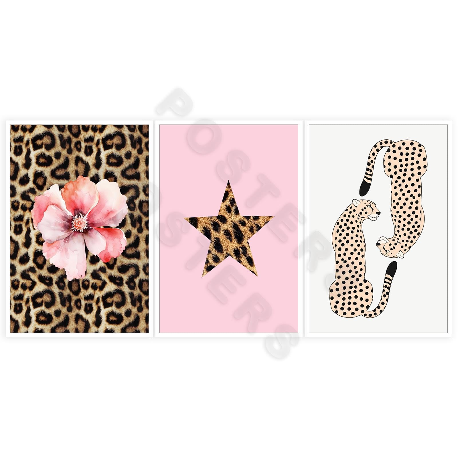 『 Pink Leopard family 』by Zuberi 60*60cm Amazon.com: ECUASMR Pink Fashion Leopard Poster 3 Piece Set