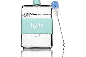 Lake Blue 15oz Flat Water Bottle with Flexible Cleaning Brush