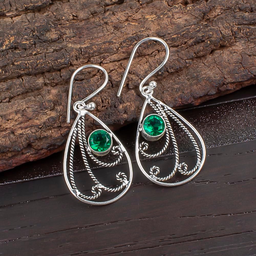 Handmade Oxidized 925 Sterling Silver Drop & Dangle Earrings Lightweight Boho Chic Gemstone Jewelry For All Occasion