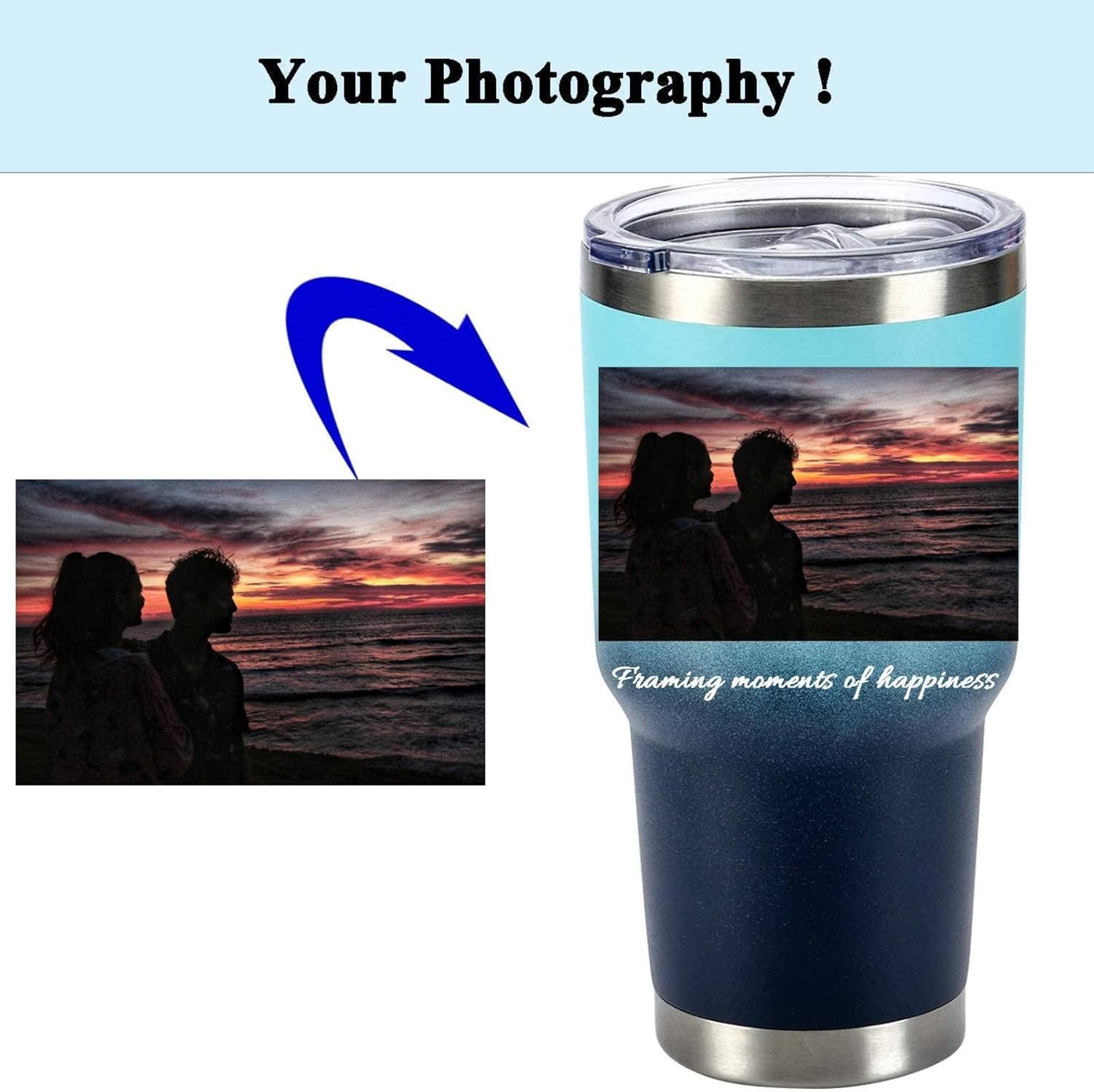 Custom Photo Tumbler Personalized Valentines Day Gifts for Him&Her Insulated Travel Coffee Mug with Any Picture&Text Multiple Color Options 20/30oz - Image 5