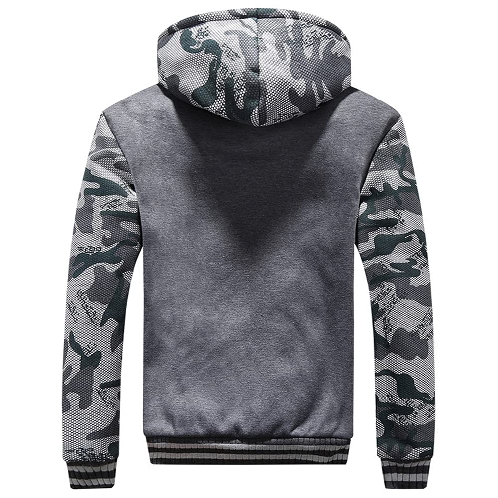 LEZUAN Felpa con Cappuccio Uomo Inverno Caldo Hoodie con Cerniera Integrale Felpe Uomo Manica Lunga Pullover Giacca di Spessore Cappotto in Pile Foderato