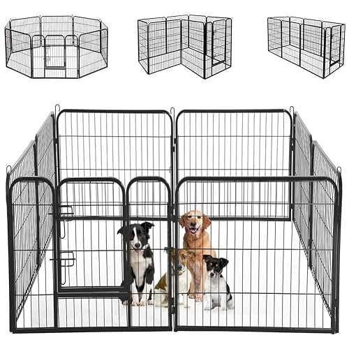 BAKAJI Valla con puerta para animales de hierro componible, valla modulable personalizable de metal
