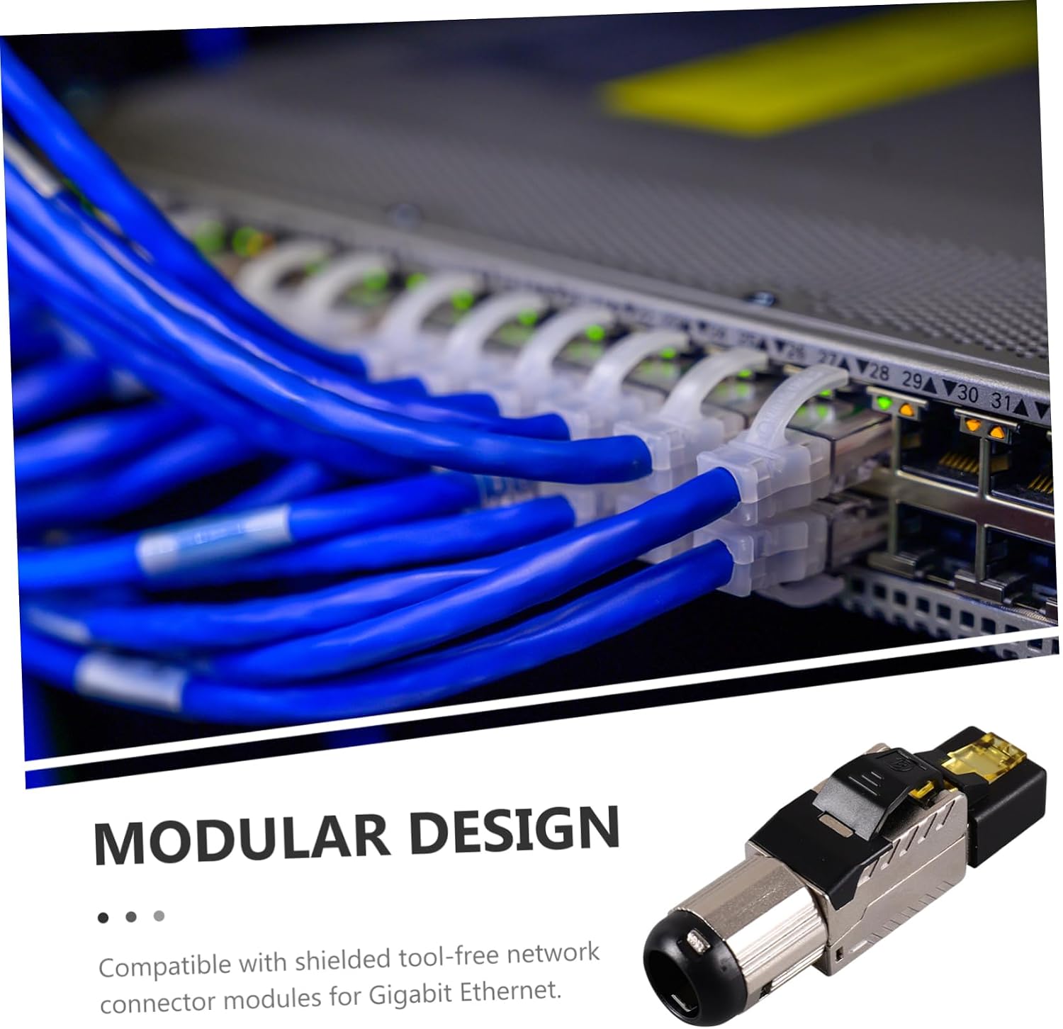 DOITOOL Pass Through Modular Plug Tool Ethernet Cable Connector Plated Shielded External Jack for Network Compatible with Desktop Laptop Router and