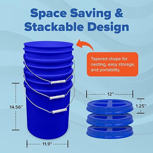 Miniatura 3 de ePackageSupply Cubo de plástico de grado alimenticio de 5 galones con tapa de sello gamma  Fabricado en Estados Unidos  Sin BPA  Resistente 90 mil